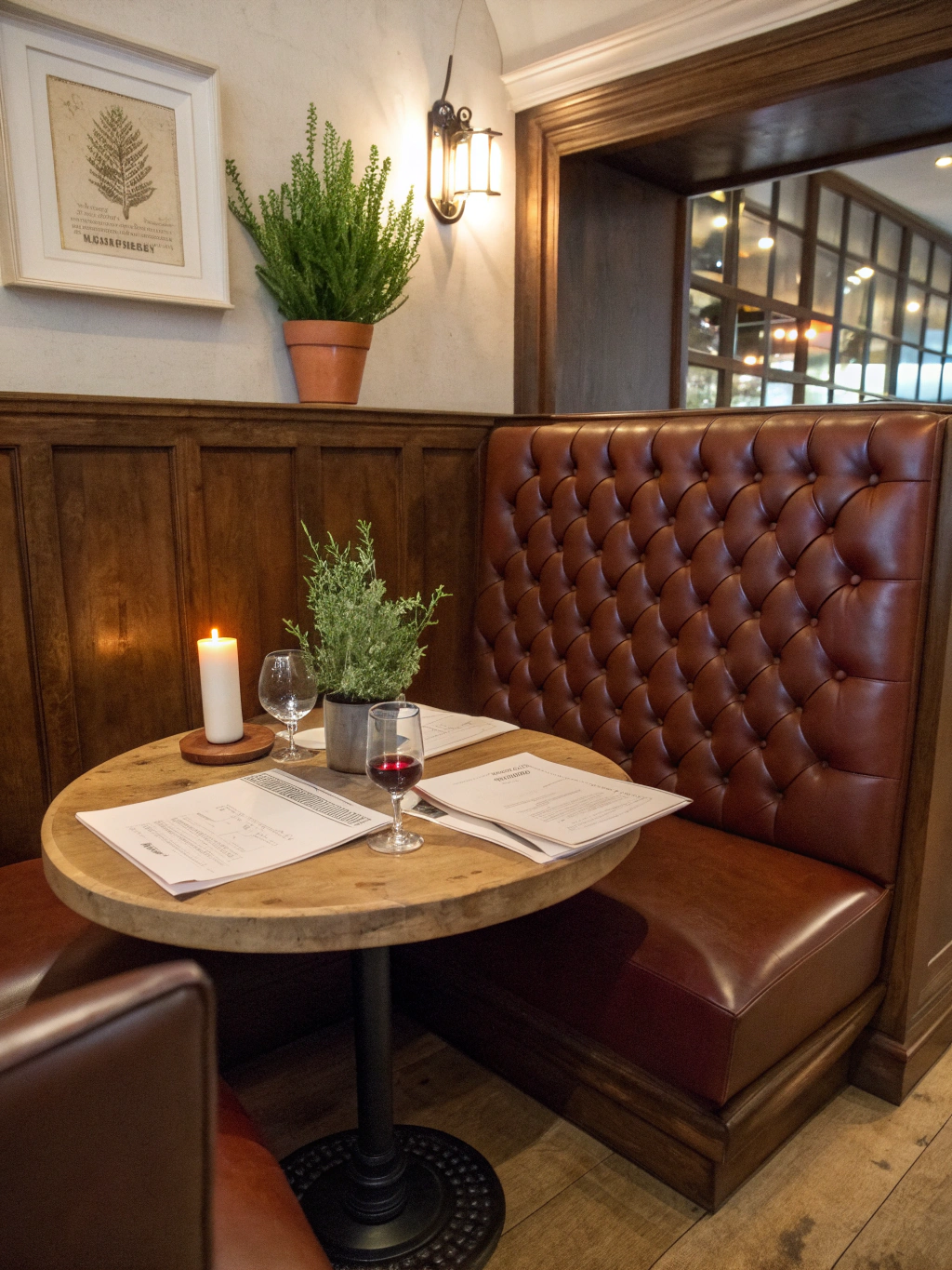 Cozy private booth surrounded by soft velvet textures and ambient low lighting