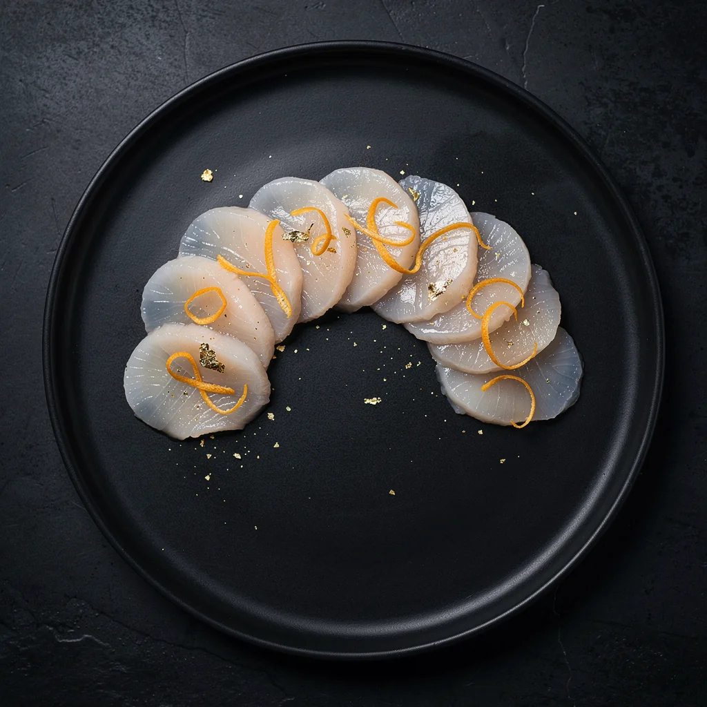 Scallop crudo dressed with lemon and caviar